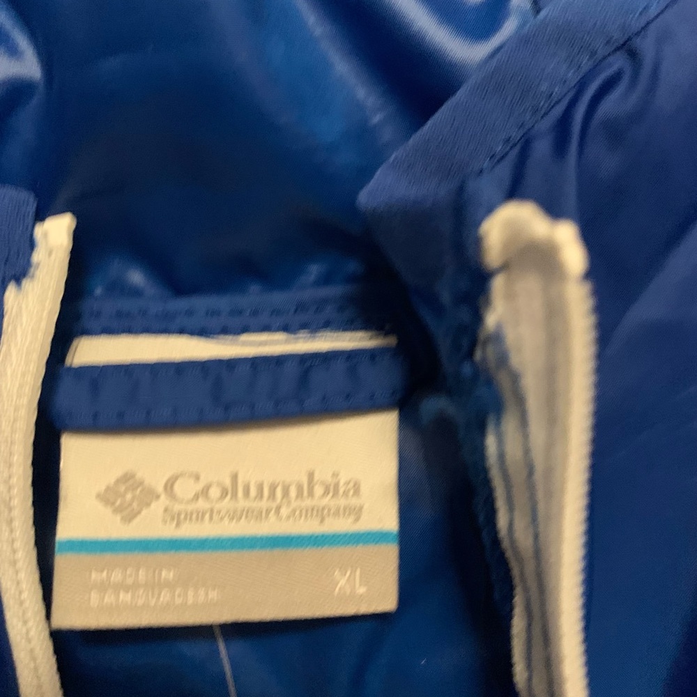 Men’s Columbia Blue Hooded Jacket Windbreaker - Picture 2 of 7